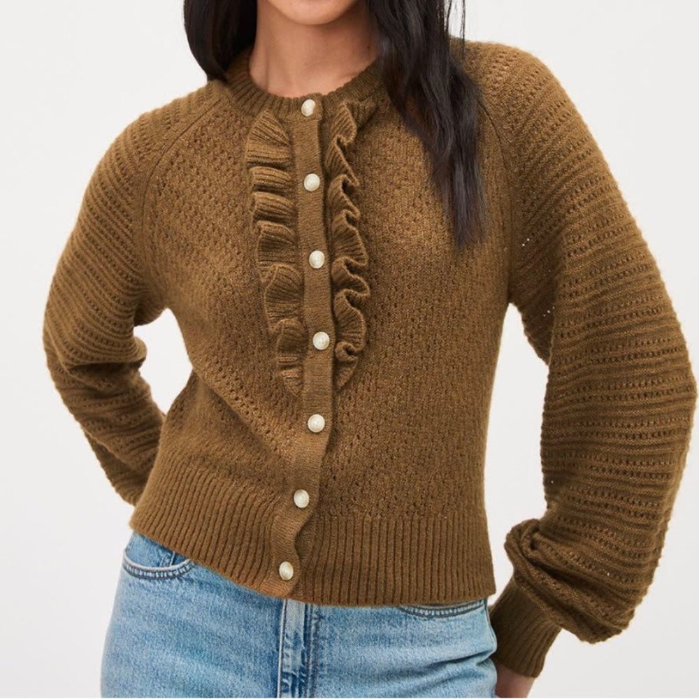 RW & CO Ruffle Cardigan. Size M